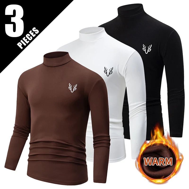 Menś Thermal Compression Long Sleeve Shirts- 3 Pack / Warm, Stretchy & Breathable Base Layer for winter