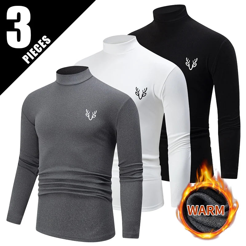 Menś Thermal Compression Long Sleeve Shirts- 3 Pack / Warm, Stretchy & Breathable Base Layer for winter