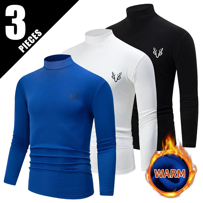 Menś Thermal Compression Long Sleeve Shirts- 3 Pack / Warm, Stretchy & Breathable Base Layer for winter